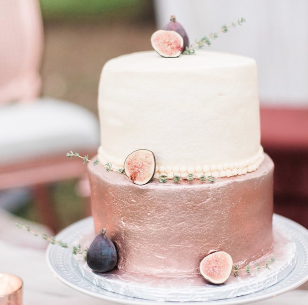 fig wedding cake, fig cake, pink wedding cake, glittery cake, new mexico wedding cake