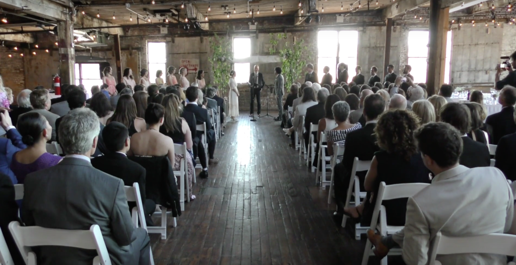 A still image of a bride and groom at the alter inside from a wedding video, wedding video, new mexico wedding film, glory ranch wedding films